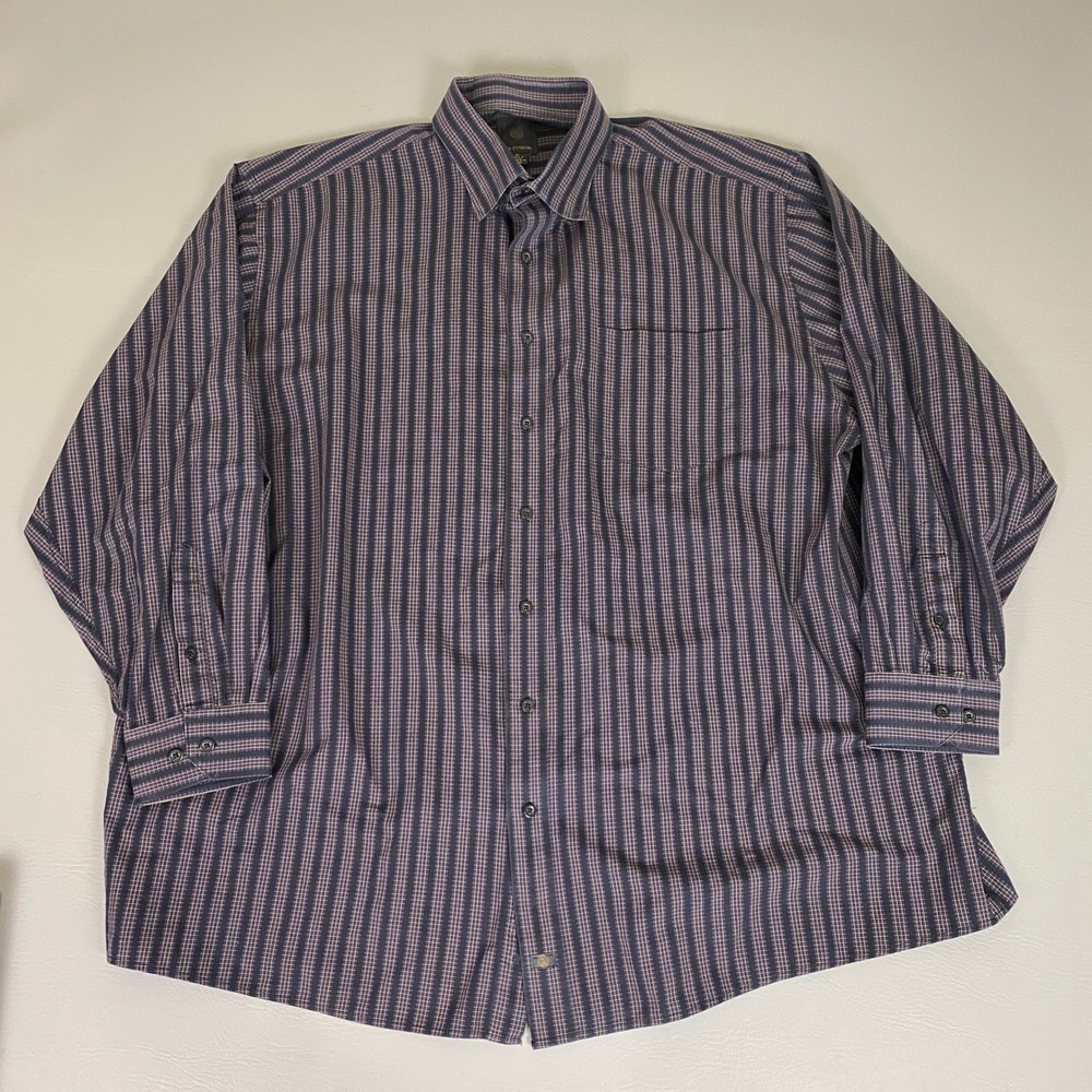 F/X Fusion Button Down Shirt Men's 3X‎ Plaid Long Sleeve Blue Purple Tan